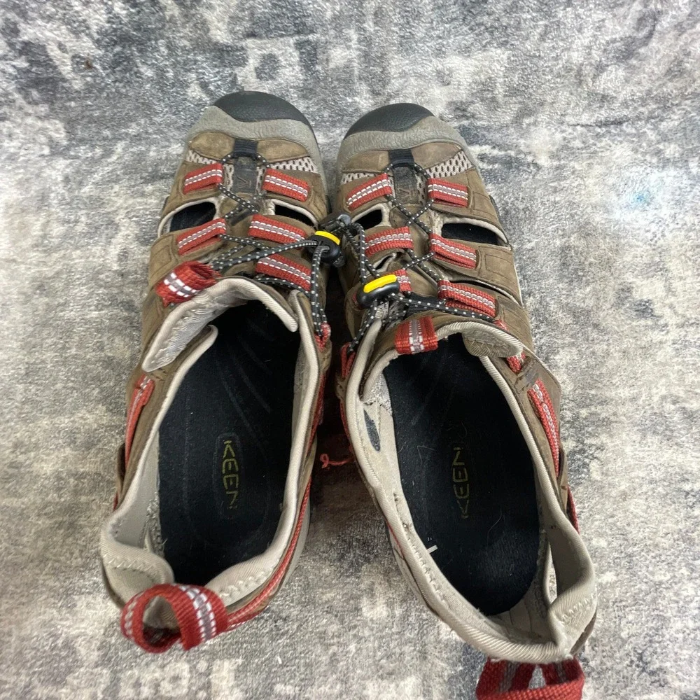 Keen Mens Size 9 Sandals Burnt Orange Tan Leather Mesh Hiking Outdoors